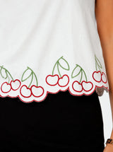T-shirt con ricami ciligie bordo ondulato Cerasa