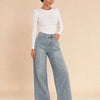 Jeans a palazzo ricoperti di brillantini Luméa