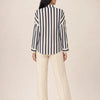 Camicia in pura Ramiè a righe, collo alla coreana Zefira
