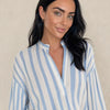 Camicia in pura Ramiè a righe, collo alla coreana Zefira