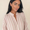 Camicia in pura Ramiè a righe, collo alla coreana Zefira