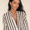 Camicia in pura Ramiè a righe, collo alla coreana Zefira