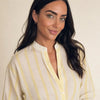 Camicia in pura Ramiè a righe, collo alla coreana Zefira