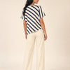 T-shirt donna over asimmetrica a righe diagonali in misto cotone Marina