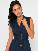 Trench Dress Nero Senza Maniche