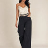 Pantalone puro cotone a palazzo con cintura Tesea