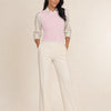 Gilet donna in maglia misto cotone bicolore con profili a contrasto Livia