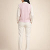 Gilet donna in maglia misto cotone bicolore con profili a contrasto Livia