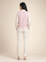 Gilet donna in maglia misto cotone bicolore con profili a contrasto Livia