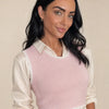 Gilet donna in maglia misto cotone bicolore con profili a contrasto Livia