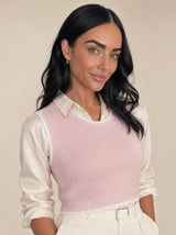 Gilet donna in maglia misto cotone bicolore con profili a contrasto Livia