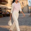 Gilet donna in maglia misto cotone bicolore con profili a contrasto Livia