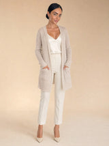 Cardigan lungo in frisé con cappuccio e tasche Livia