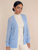 Cardigan lungo in frisé con cappuccio e tasche Livia