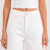 Pantalone denim a palazzo con ricami sui lati Fiordalba