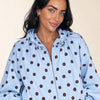 Giacca over a pois con zip e collo a caramella Fiordalba