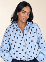 Giacca over a pois con zip e collo a caramella Fiordalba