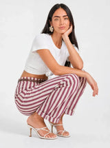 Pantalone misto lino baggy fit Marea Rosso