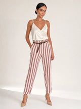 Pantalone misto lino baggy fit Marea ROSSO - fronte