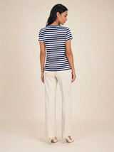 T-shirt a righe girocollo in viscosa Riva