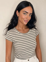 T-shirt a righe girocollo in viscosa Riva