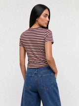 T-shirt a Righe Girocollo Testa di moro