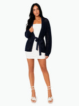 Cardigan in uncinetto con cinturino Edera