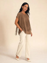 T-shirt con frange davanti in cotone Selva