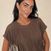 T-shirt con frange davanti in cotone Selva