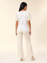 T-shirt con maniche ricamate in cotone Dafne