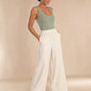 Pantalone puro cotone effetto lino Marevia