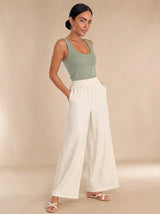 Pantalone puro cotone effetto lino Marevia
