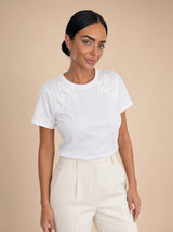T-shirt con nodi cinesi applicati Loto