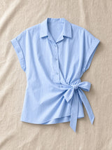 Camicia maniche corte con fiocco laterale Alisea