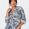 Camicia in puro cotone effetto stropicciato stampa cittadina Skyline