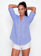 Camicia collo alla coreana a righe Levante
