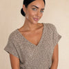 Maglia filato india maniche corte scollo v Tanira