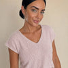 Maglia filato india maniche corte scollo v Tanira