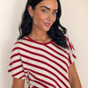 T-shirt donna over asimmetrica a righe diagonali in misto cotone Marina