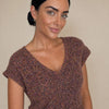 Maglia filato india maniche corte scollo v Tanira
