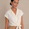 Camicia maniche corte con fiocco laterale Alisea