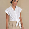 Camicia maniche corte con fiocco laterale Alisea