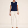 Gilet donna in maglia misto cotone bicolore con profili a contrasto Livia