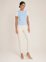 Gilet donna in maglia misto cotone bicolore con profili a contrasto Livia