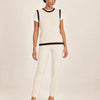 Gilet donna in maglia misto cotone bicolore con profili a contrasto Livia