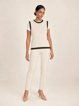 Gilet donna in maglia misto cotone bicolore con profili a contrasto Livia