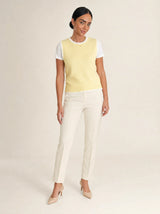 Gilet donna in maglia misto cotone bicolore con profili a contrasto Livia