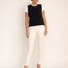 Gilet donna in maglia misto cotone bicolore con profili a contrasto Livia