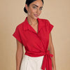 Camicia maniche corte con fiocco laterale Alisea