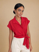 Camicia maniche corte con fiocco laterale Alisea